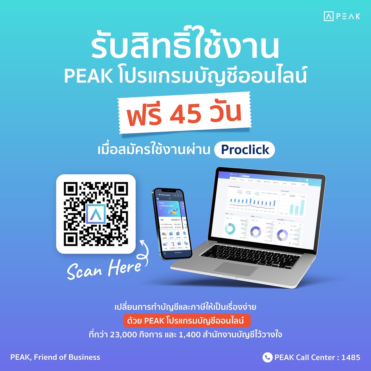 Peak account free 45 วัน